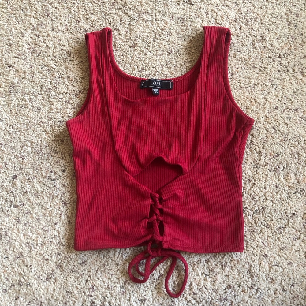 Vibe Sportswear Women's Red Cropped Tank Top